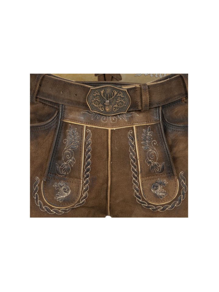 Nübler Lederhose kurz Gerd in Dunkelbraun günstig kaufen
