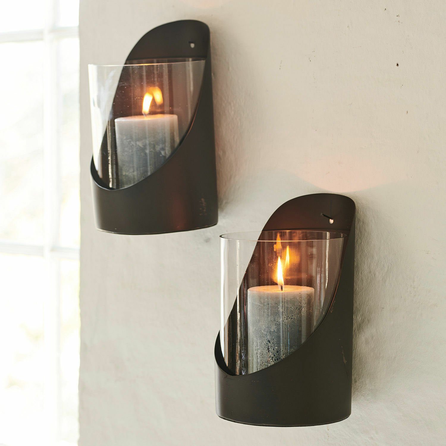 Mirabeau Windlicht Windlicht 2er Set Paillon schwarz/klar