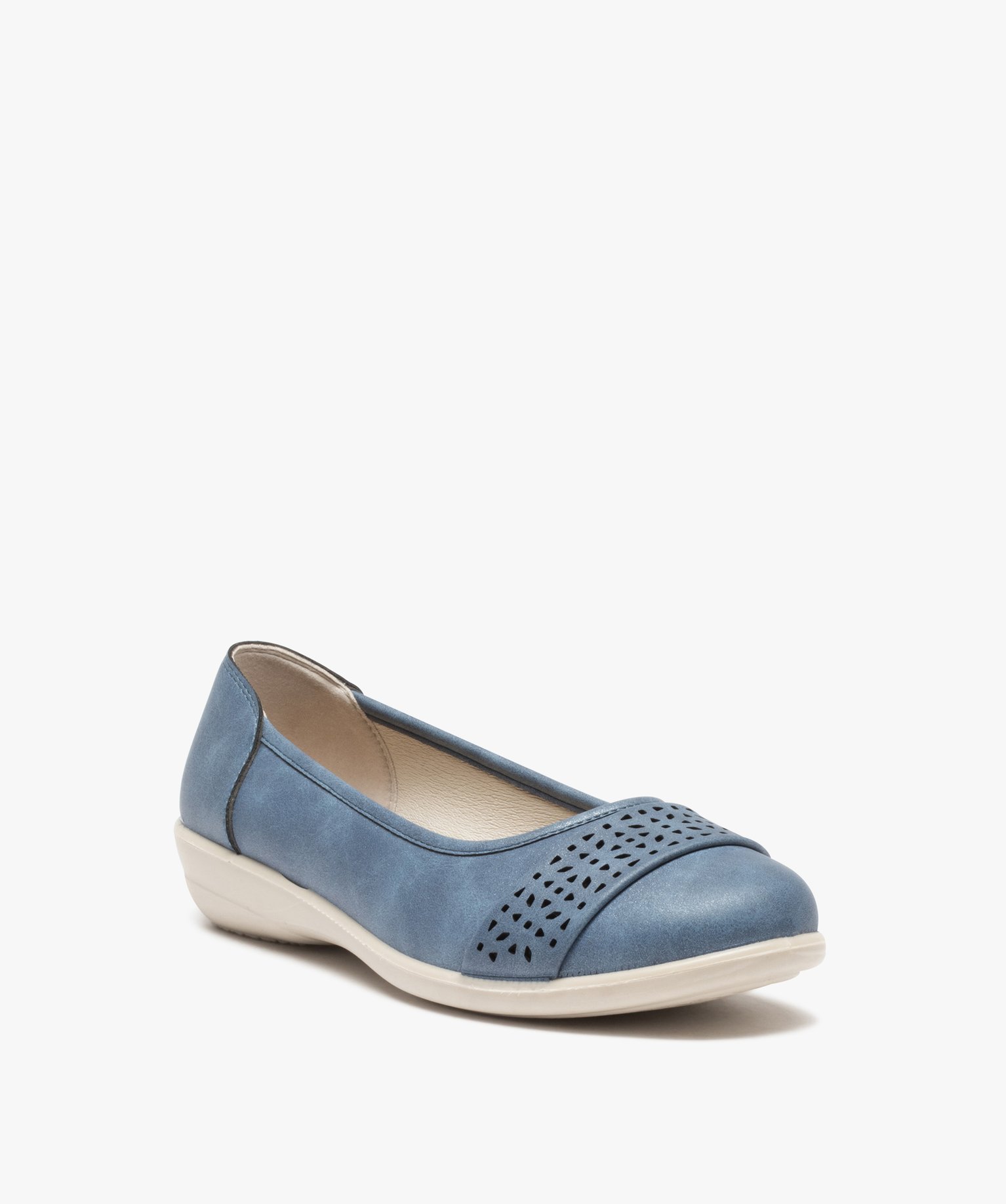 Ballerines femme confort unies à bride ajourée bleu | GEMO