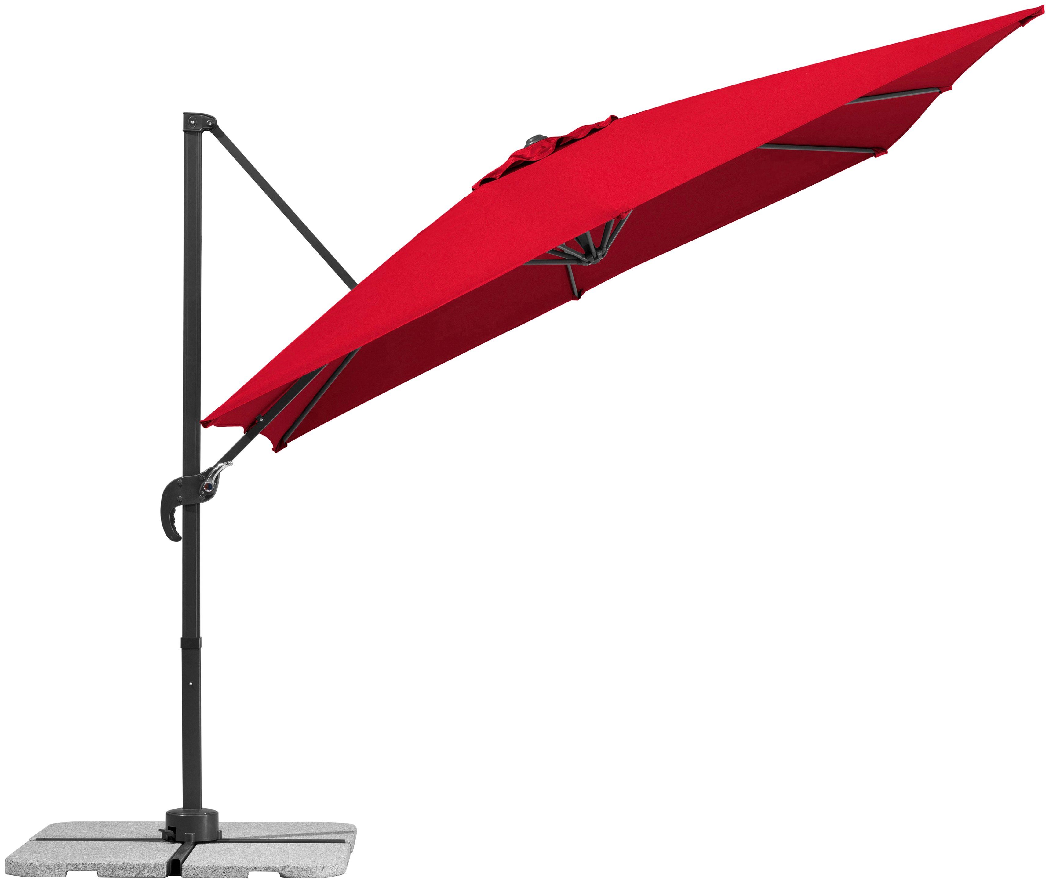 Schneider Schirme Ampelschirm Rhodos Junior, LxB: 270x270 cm, rot, quadratisch, ohne Wegeplatten