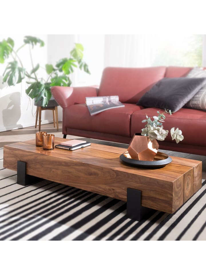 KADIMA DESIGN Couchtisch 115x22x44cm Massivholz / Metall Sofatisch, Design günstig kaufen onesize
