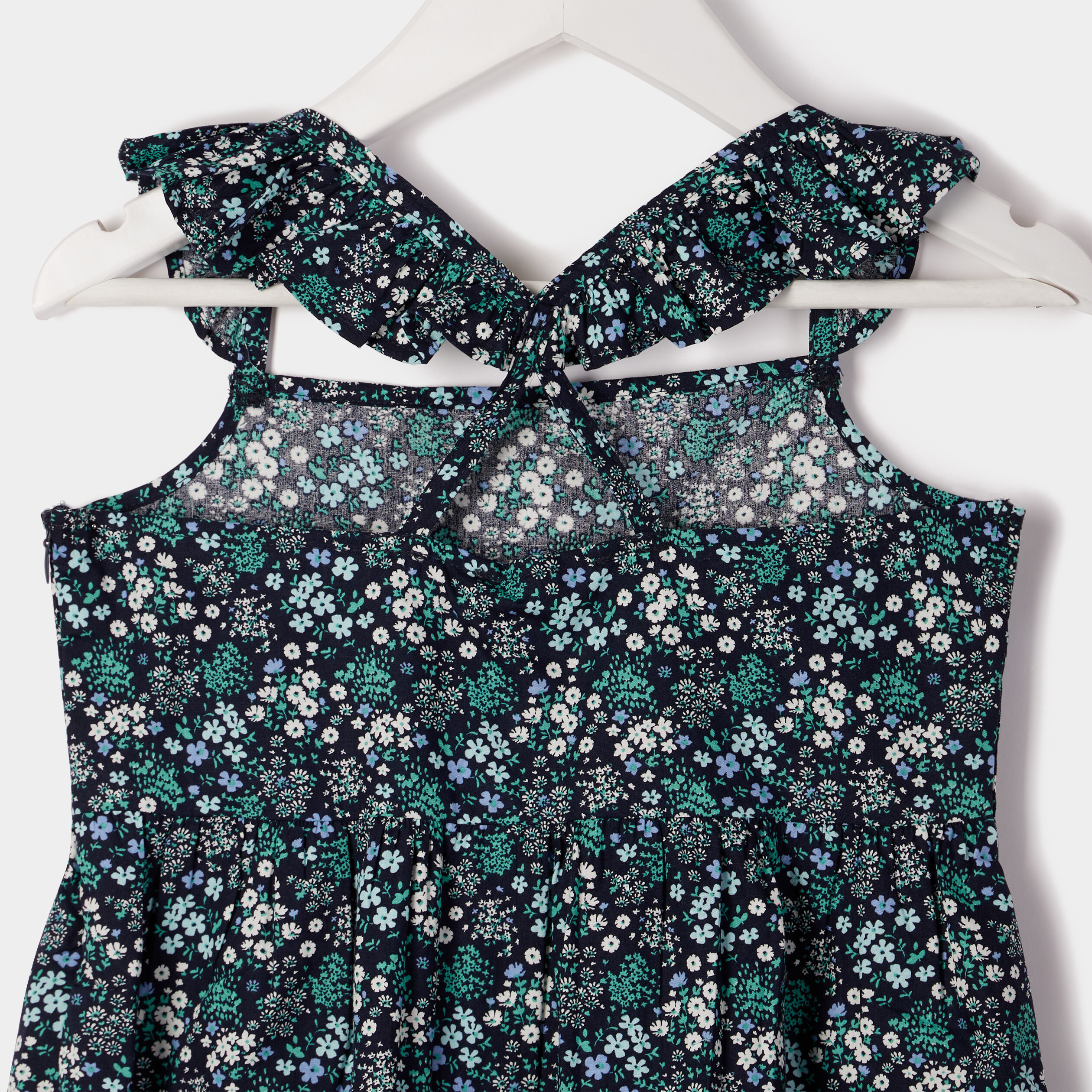 Robe évasée à bretelles croisées bleu marine fille | La Halle