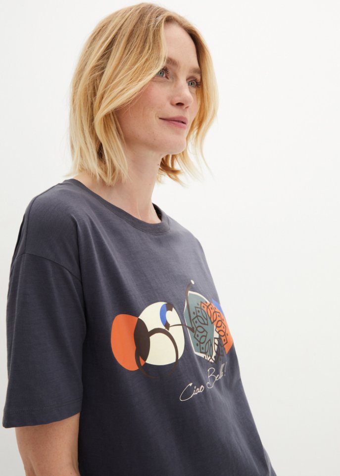 T-Shirt mit Tasche, 3/4 Arm