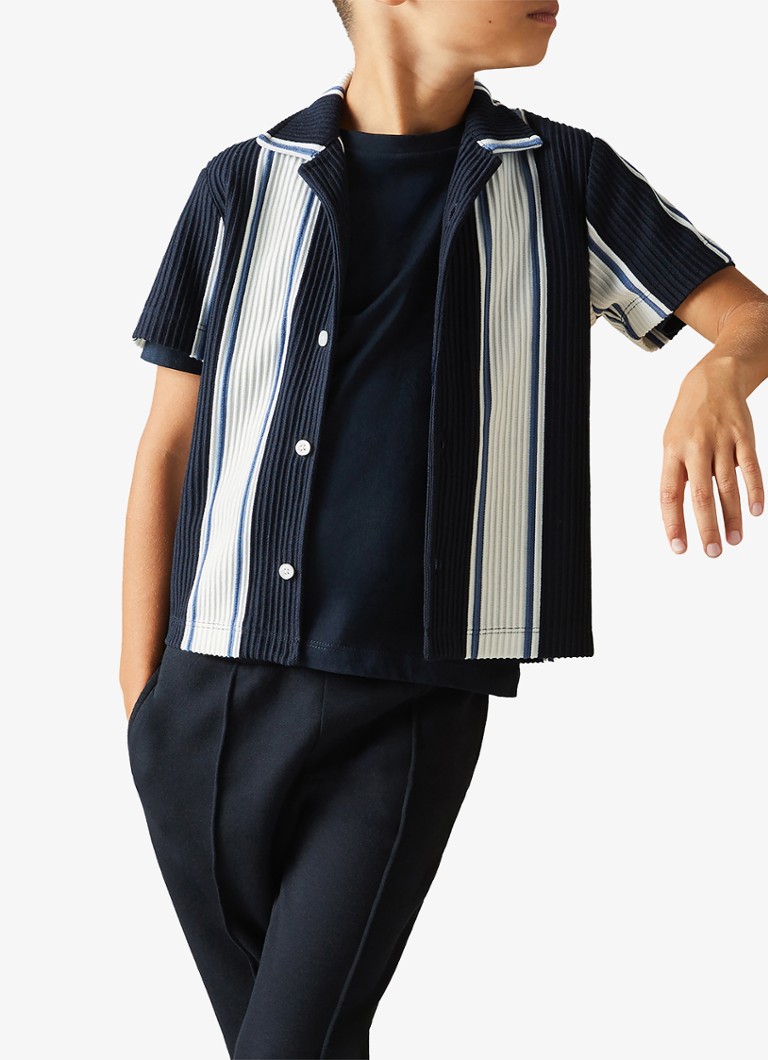 Blusa Reiss Alton com estampa listrada e estrutura canelada.