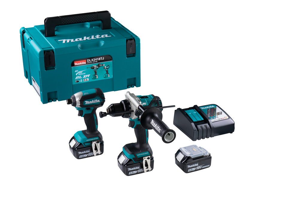 Makita DLX2418TJ – Akku-Schlagbohrschrauber DHP486 + Akku-Schlagschrauber DTD153, 18 Volt, 3 x 5,0 Ah Li-Ion-Akkus