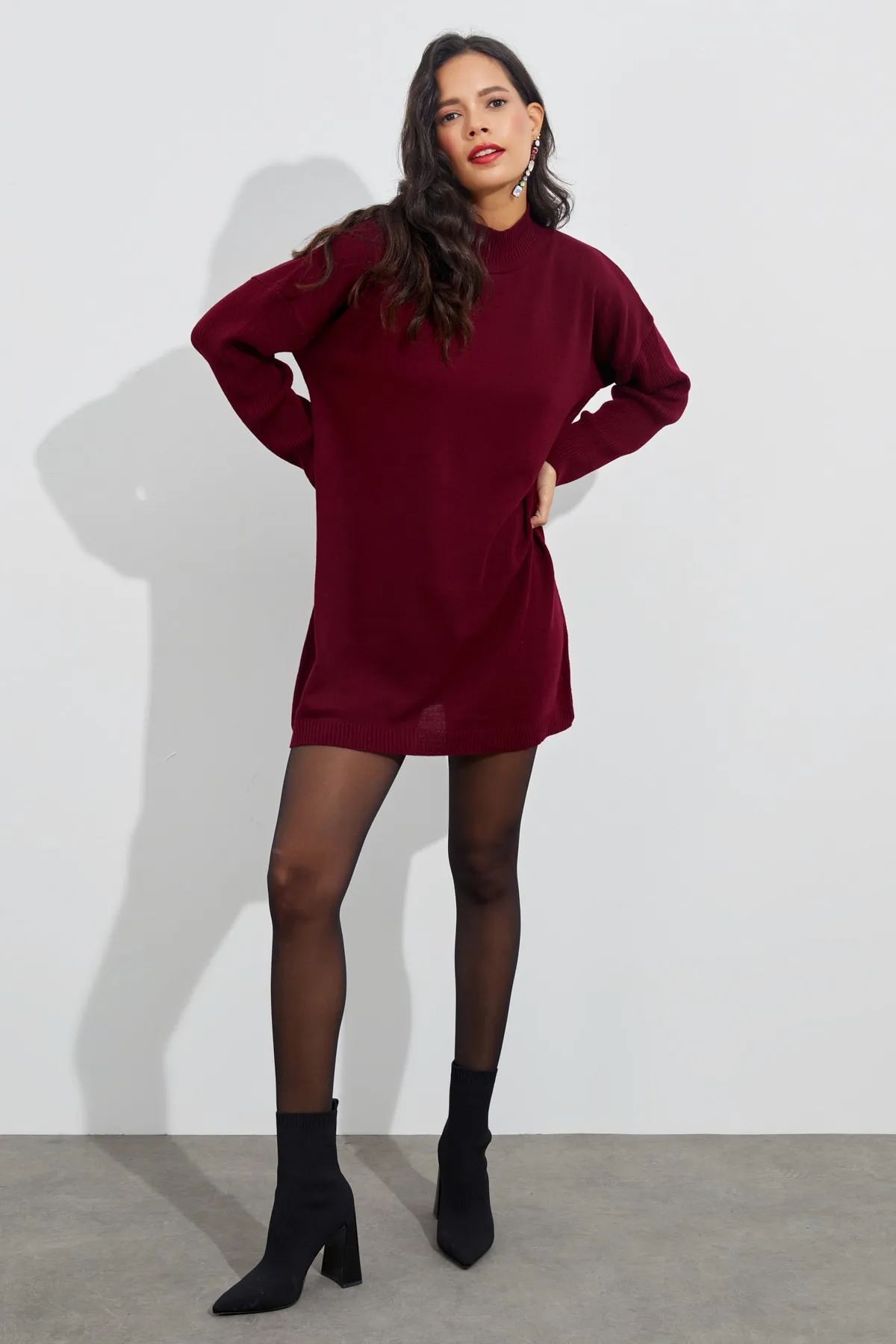 Cool & Sexy  Kastanienbraune Stricktunika für Damen YV110