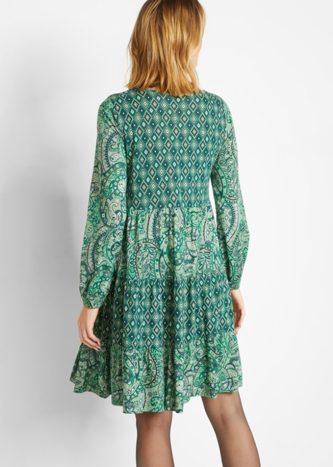 Kurzes Jerseykleid aus Baumwoll- Viskose Mischung, A-Linie