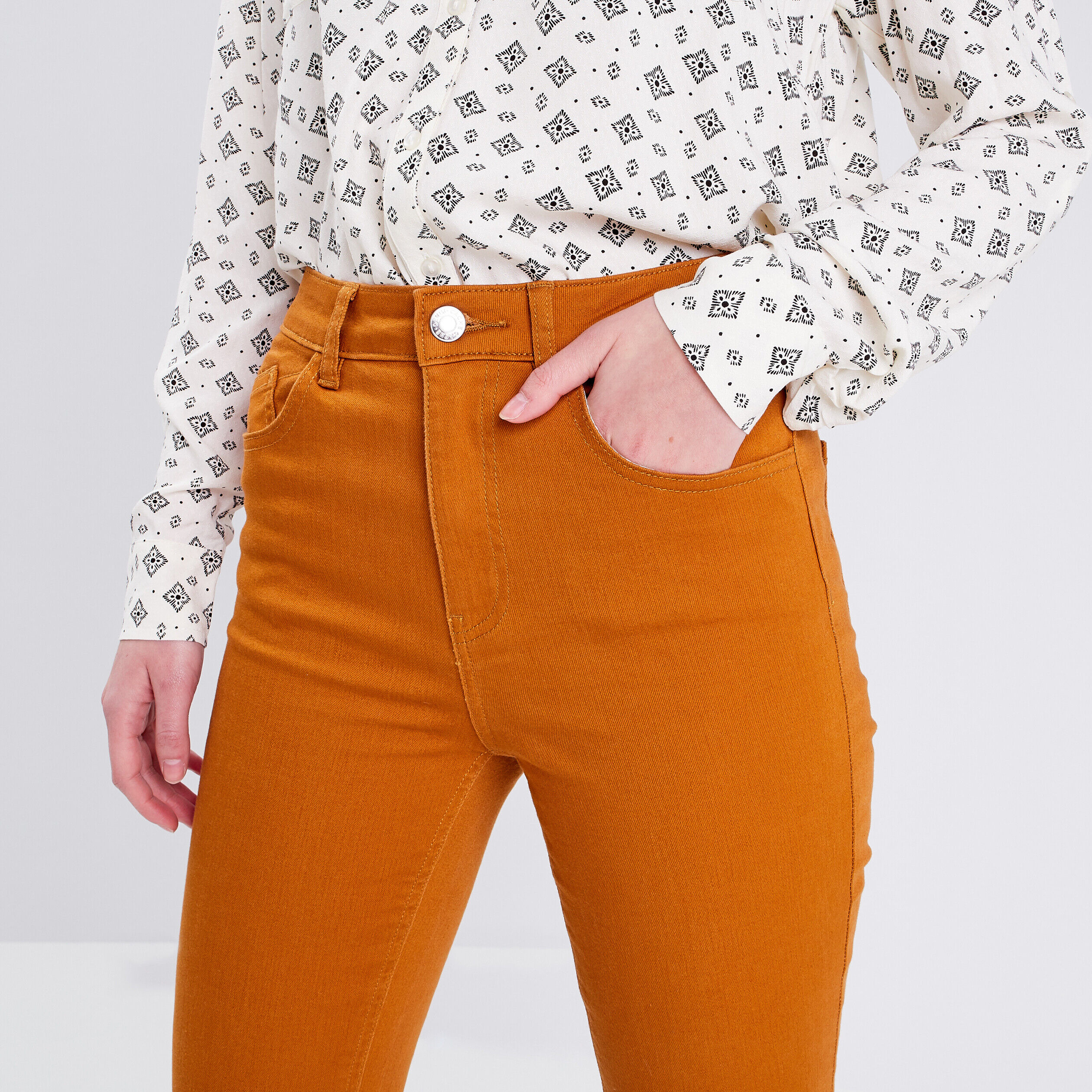 Jeans flare taille haute camel femme | Cache Cache