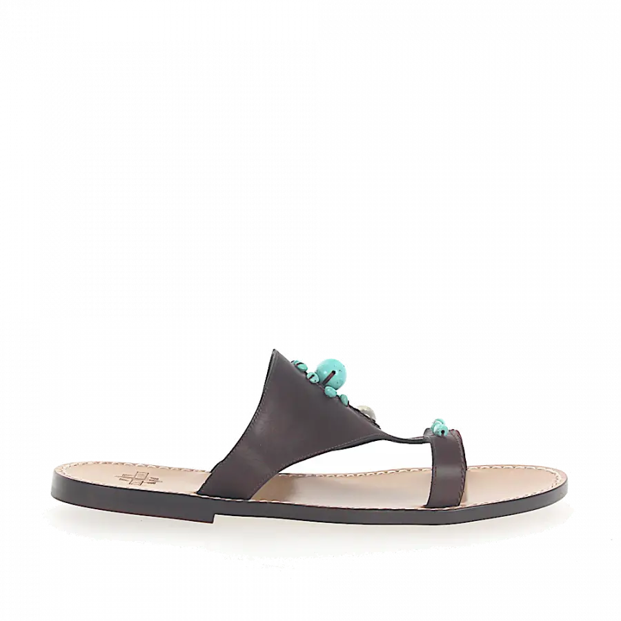 Truman's - Sandalen 6318 Kalbsleder Schmuckstein braun - braun