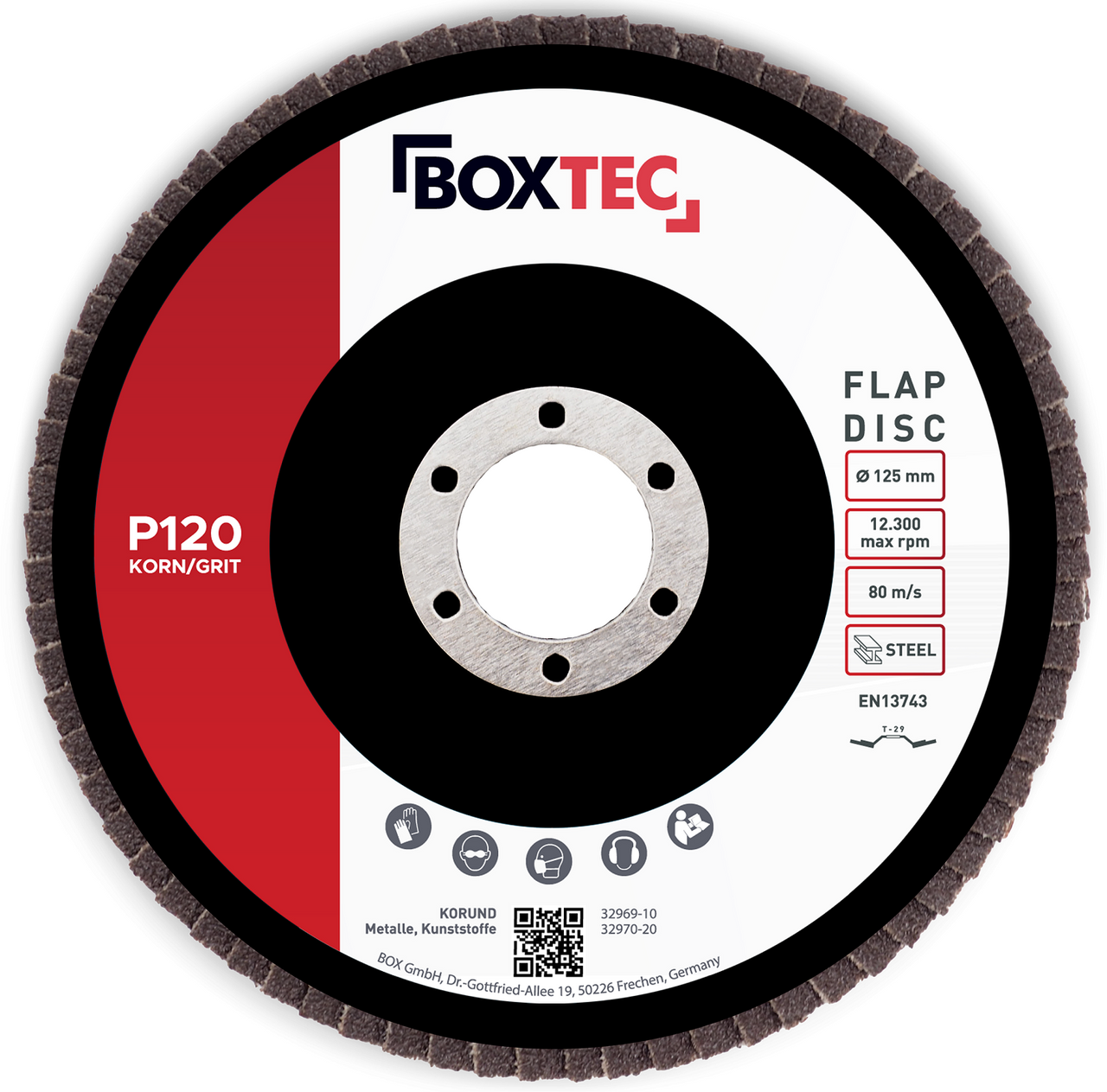 BOXTEC Fächerscheiben BRAUN 125mm Lamellenscheiben Schleifscheiben für Metall & Holz 20er Pack P120