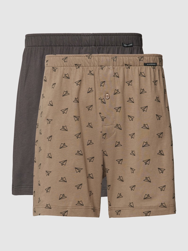 Boxershorts mit Allover-Muster im 2er-Pack in khaki