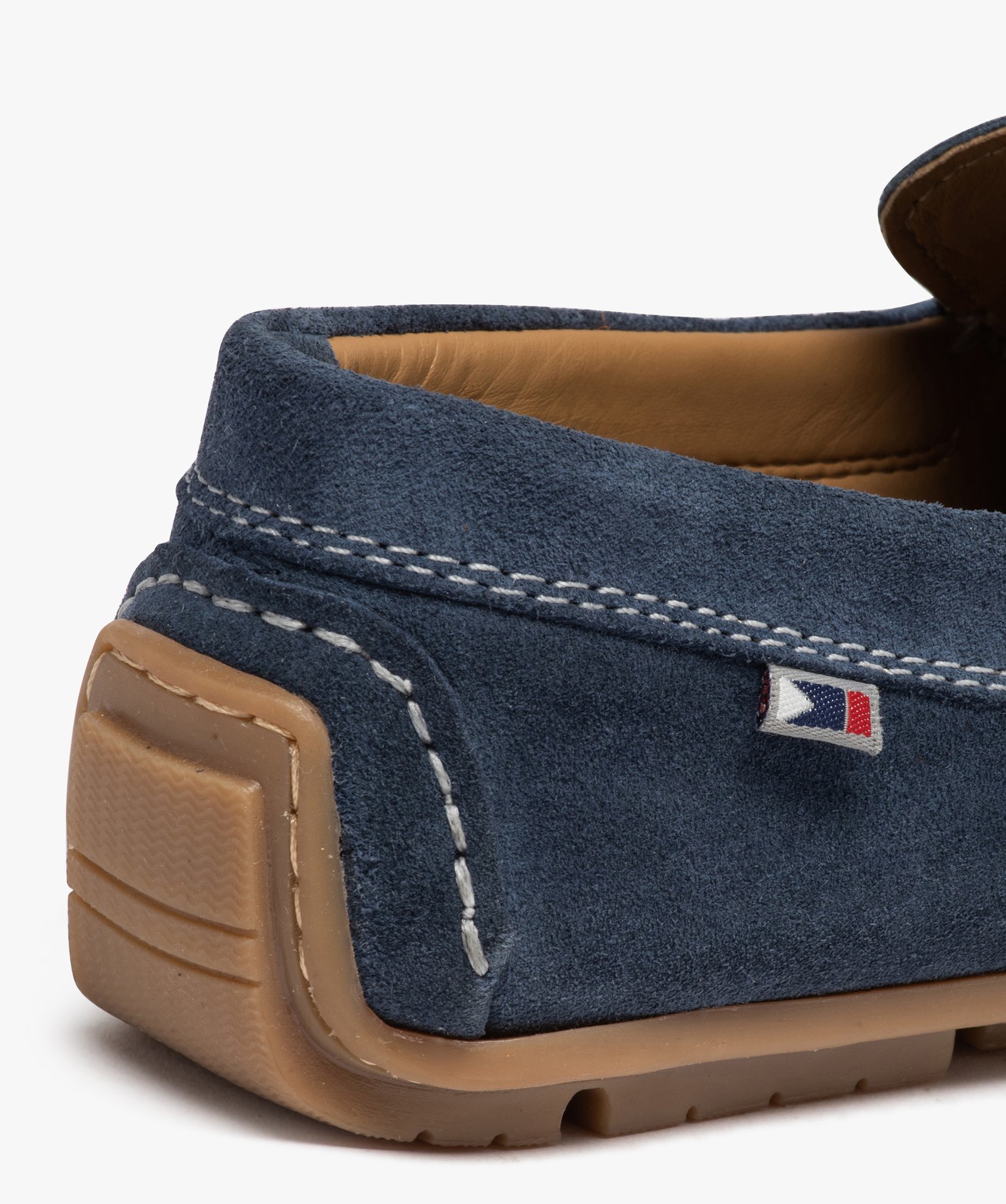 Mocassins homme unis en cuir velours bleu | GEMO