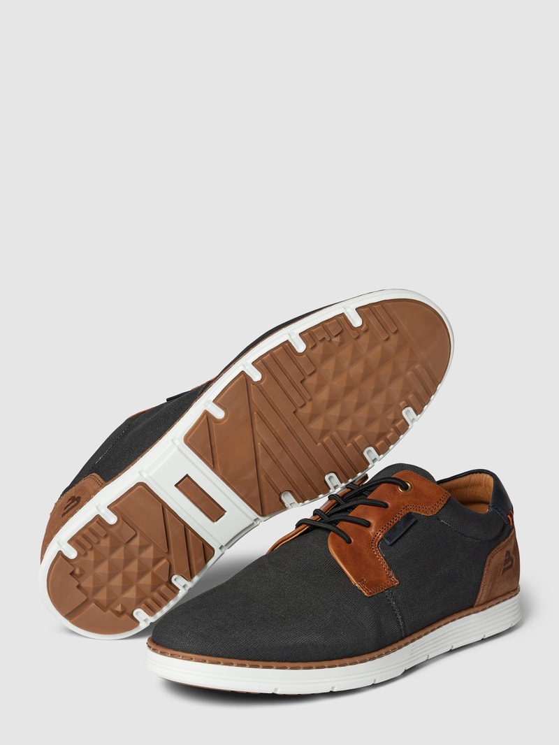 Schnürschuhe mit Label-Details Modell 'Canvas' in marineblau
