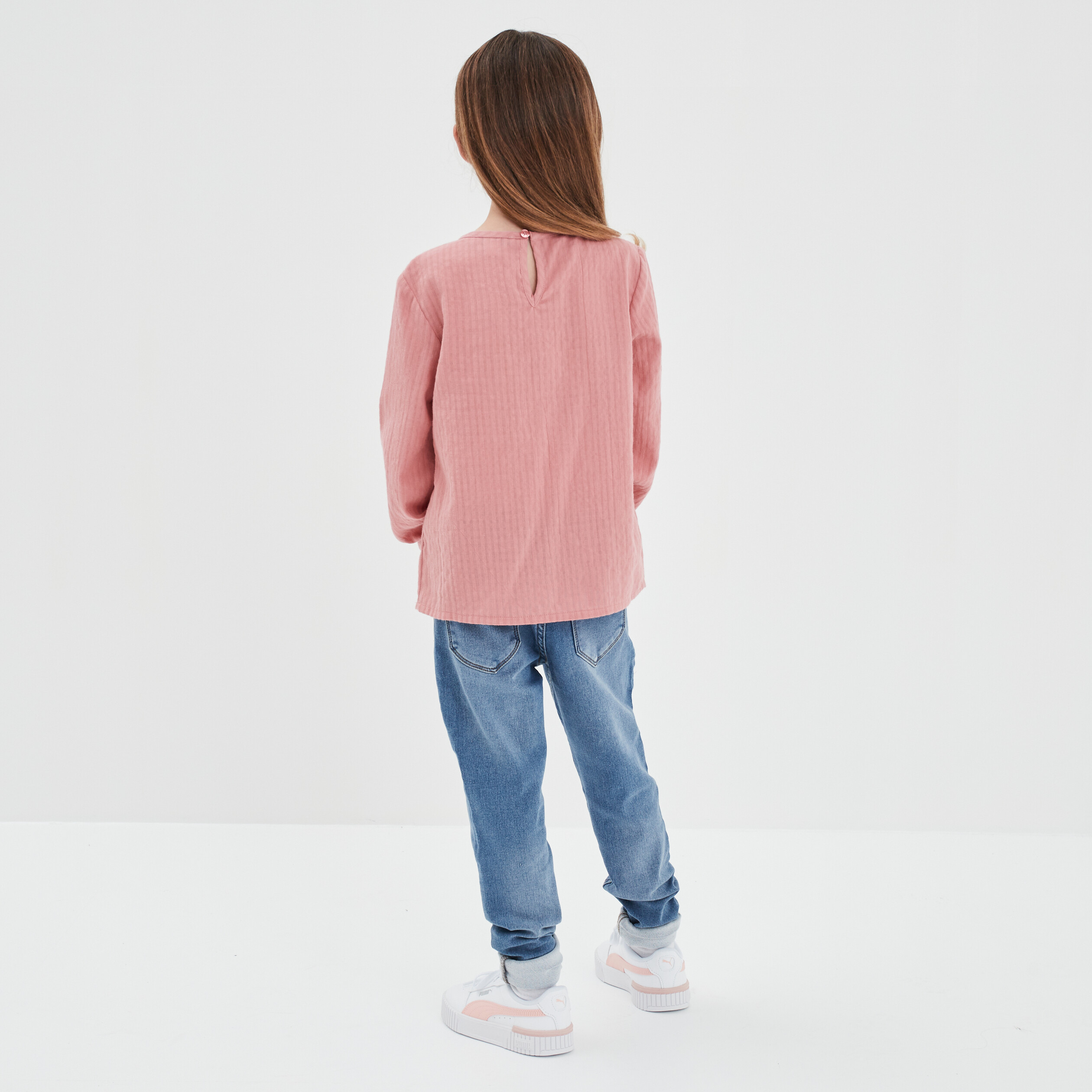 Blouse smockée au col coton Creeks rose fille | La Halle