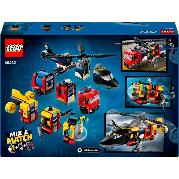 LEGO City 60462 Helikopter, Tűzoltóautó és Tengeralattjáró Remix
