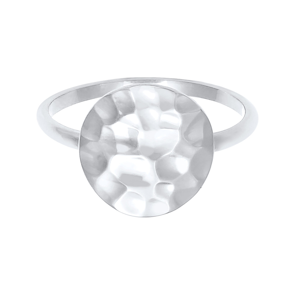 Elli Elli Bague Plaquette pour dames tendance martelée en argent sterling 925 Bague