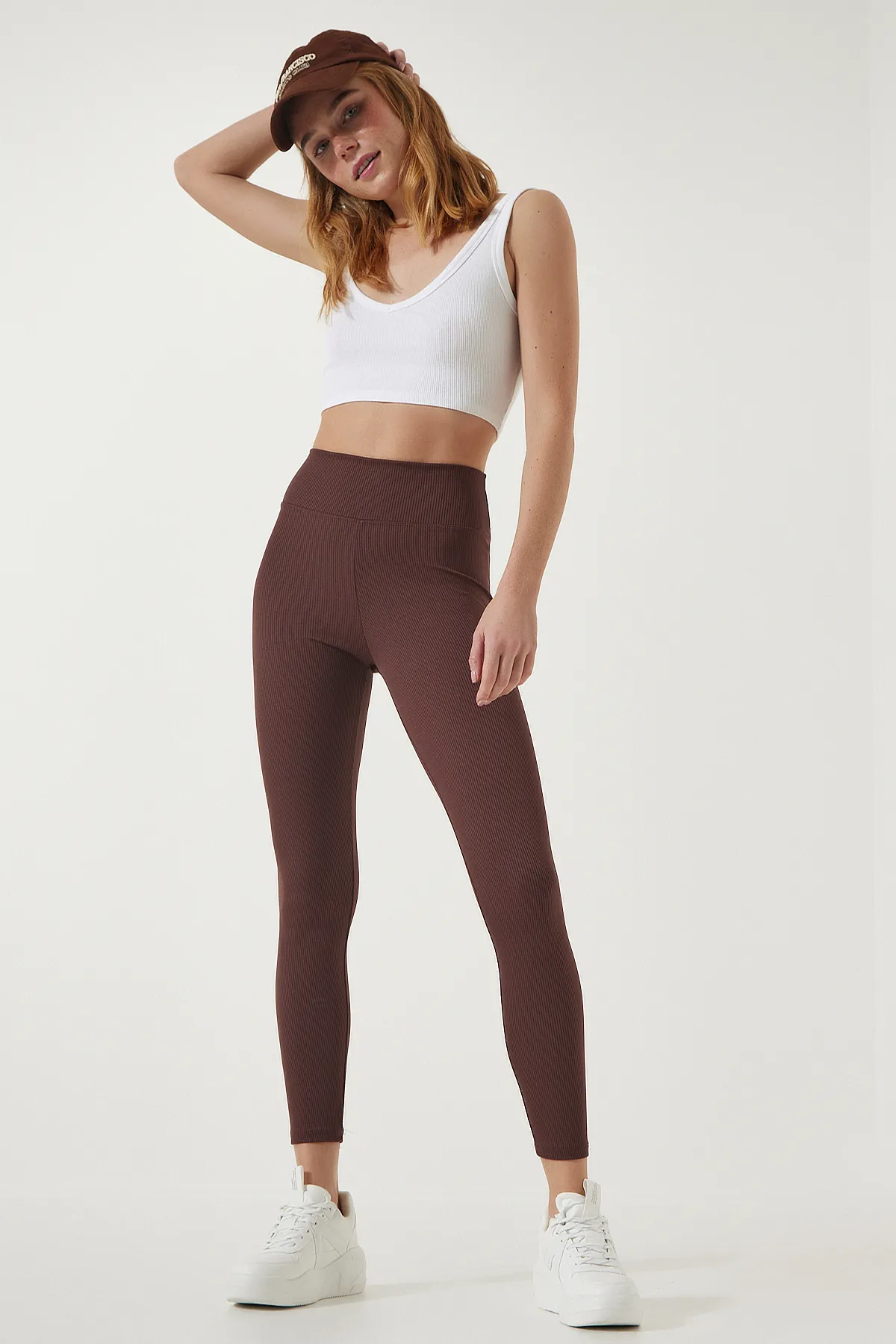 Happiness İstanbul  Braune Wickelstrumpfhose mit hoher Taille für Damen HW00003