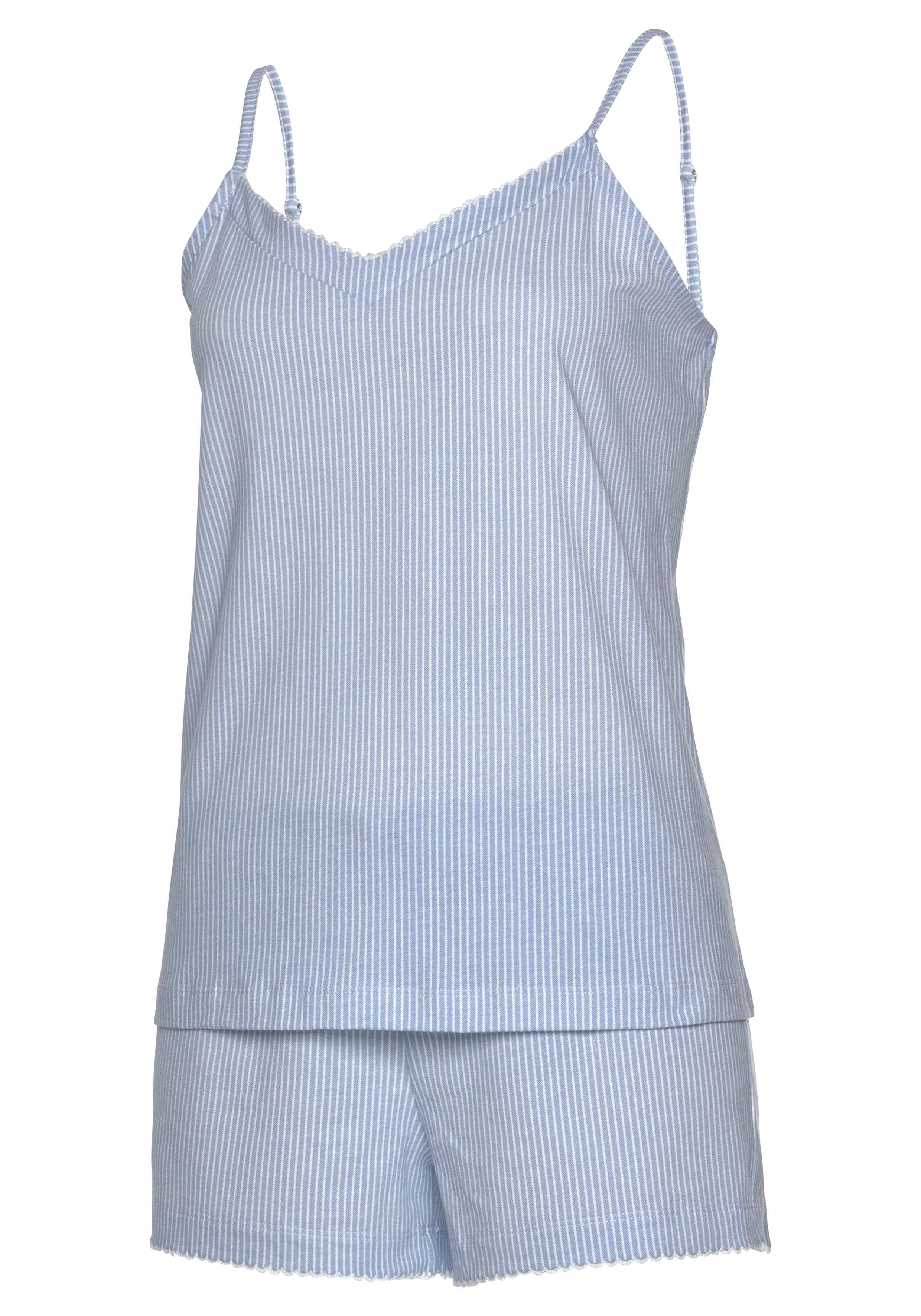 Vivance Dreams Shorty (2 tlg., 1 Stück) mit feinem Muster und Häkelkante