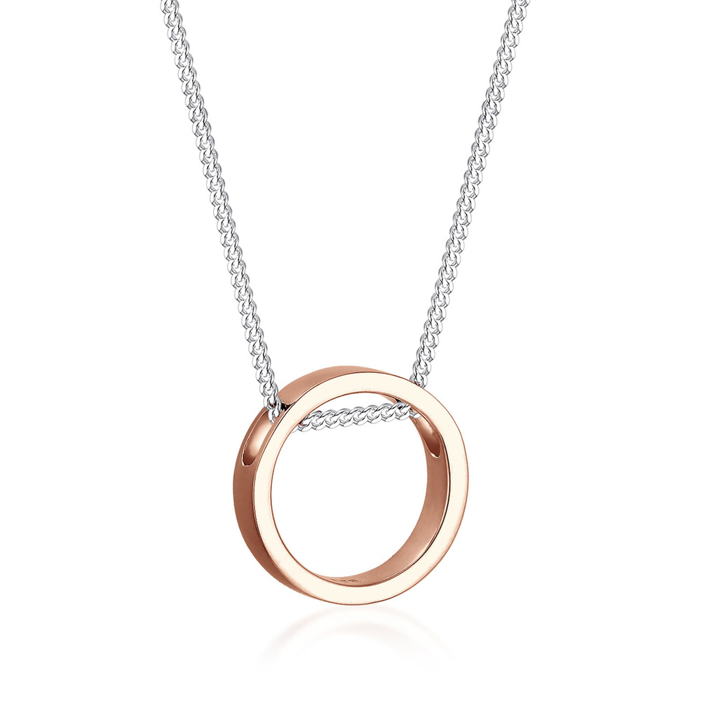 Elli Elli Collier Femme Pendentif Cercle Simple Bicolore - (925/1000) Argent Bijoux