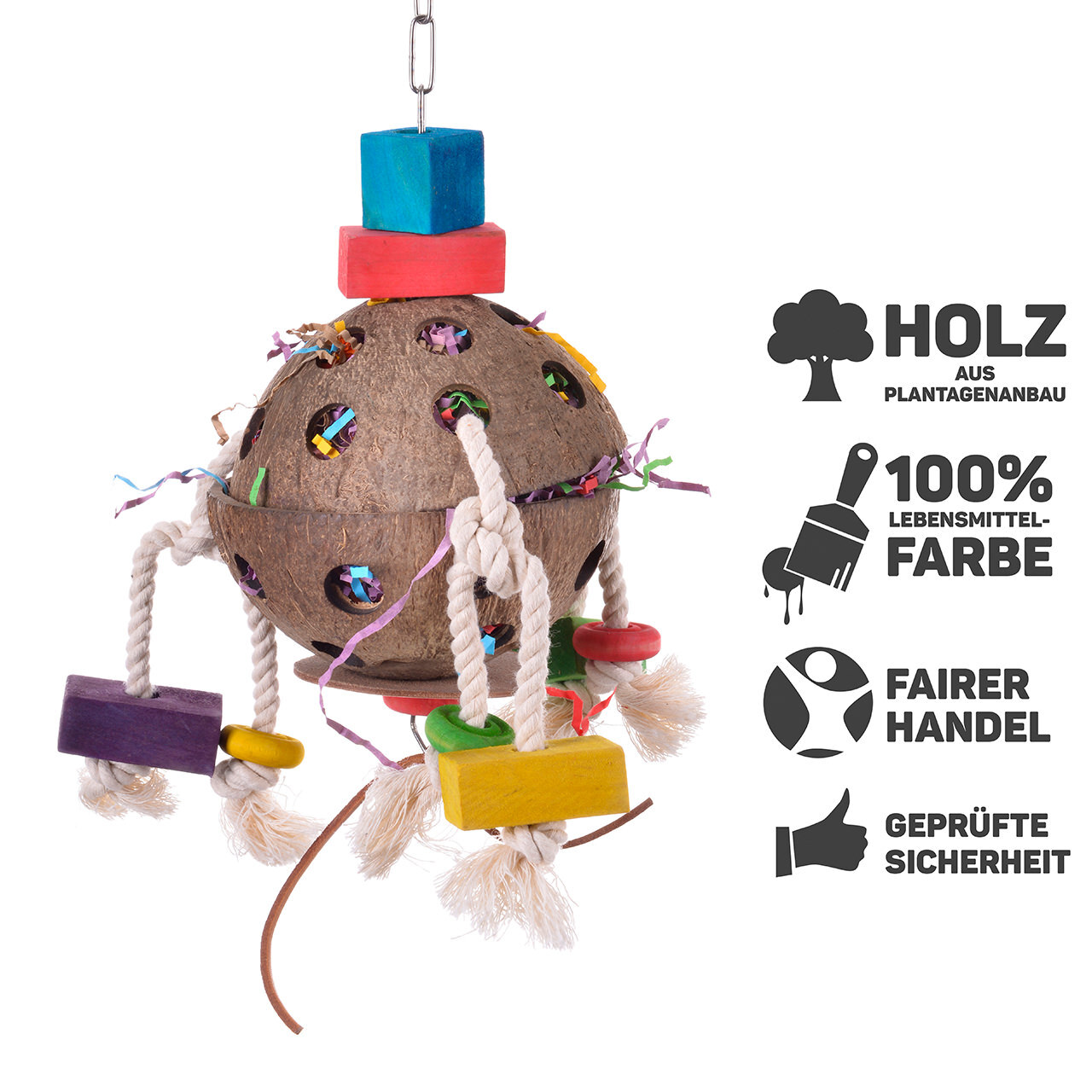 HappyBird Spielzeug HappyBird Papageienspielzeug Coconut-Fun