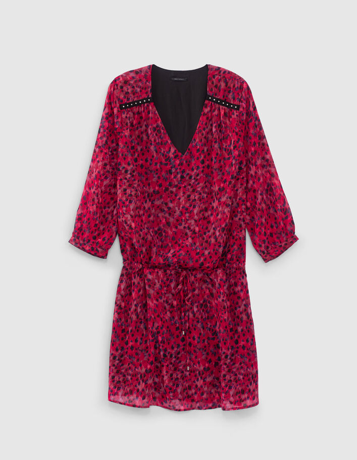 Robe courte rose imprimé léo rock recyclée Femme