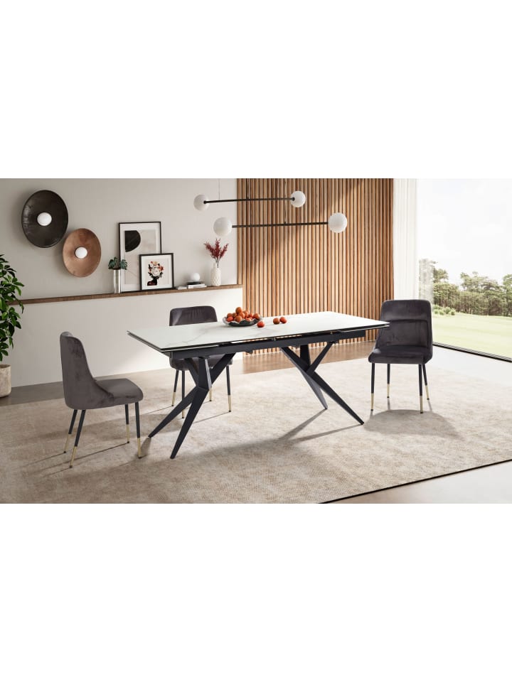 KADIMA DESIGN Esszimmertisch 180 - 260 cm Ausziehbar Keramik Glas , in Weiß günstig kaufen onesize