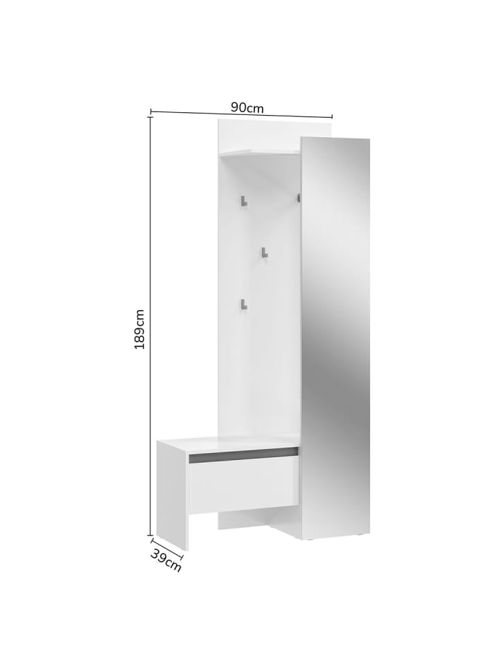 ebuy24 Weiß 90 x 38 cm günstig kaufen onesize