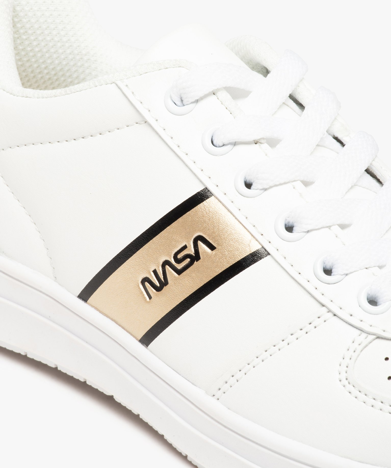 Baskets femme à lacets et bande contrastante - Nasa blanc | GEMO
