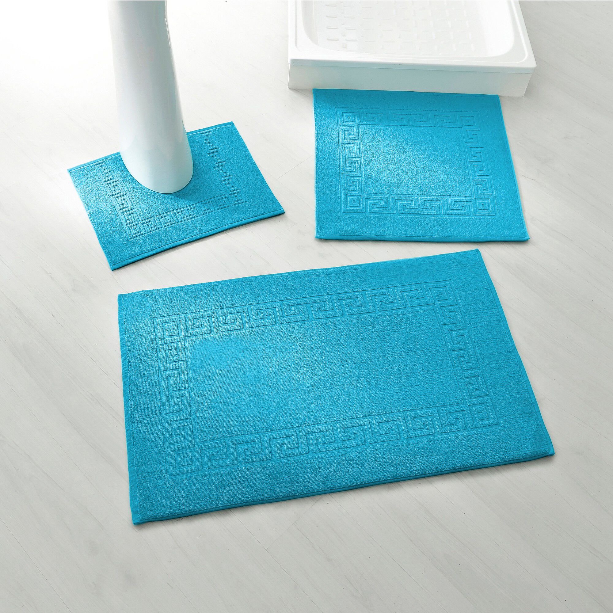 Tapis de bain éponge liteau motif frise grecque