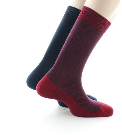 Perrin  Lot de 2 paires de chaussettes homme en coton - Bordeaux Marine