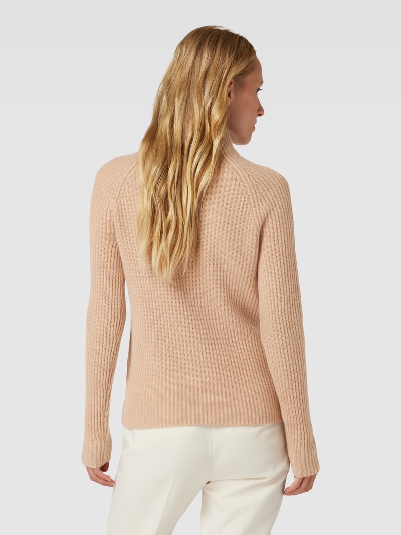 Rollkragenpullover aus Kaschmir mit Rippenstruktur in camel