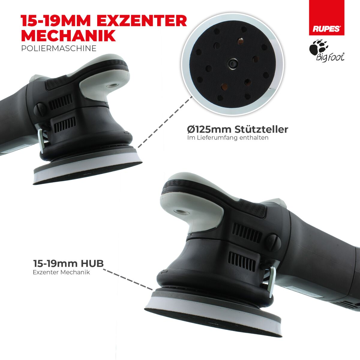 Rupes BigFoot LHR 15MarkIII Exzenterpoliermaschine Luxus Kit, 15-teilig