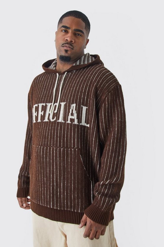Plus gerippter Oversize Strick-Hoodie
