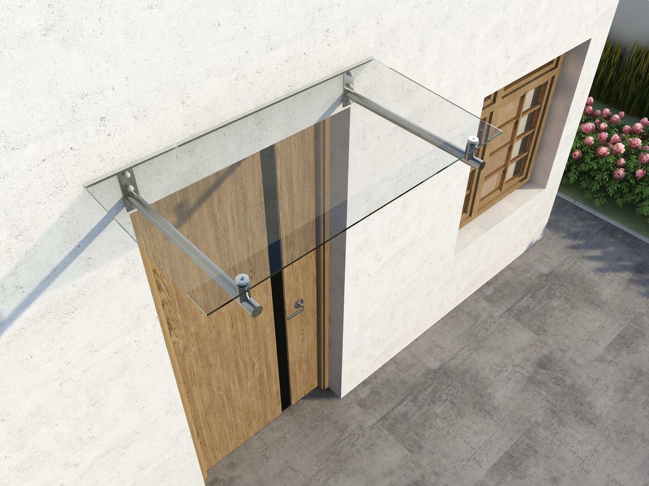 Better Home Edelstahlvordach mit Sicherheitsglas /Überdachung/Vordächer/Türvordach HD 120 cm
