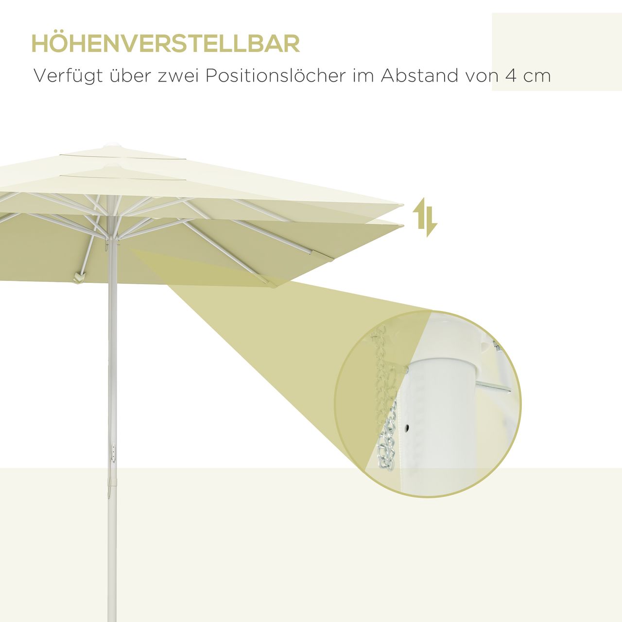Outsunny 2,5 x 2,5 m Höhenverstellbarer Sonnenschirm mit 8 Streben für Garten