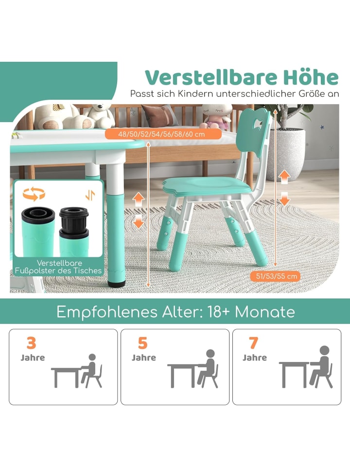 COSTWAY Kindersitzgruppe 5 tlg. ab 18 Monaten in Grün günstig kaufen onesize