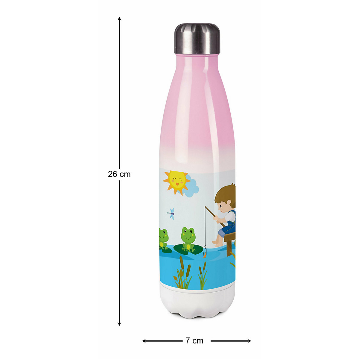 Edelstahl Kinder Thermoflasche / Trinkflasche bunt Froschteich Spülmaschinenfest, Auslaufsicher, Bruchfest, Doppelwandig, Für Heißgetränke geeignet, Mit Deckel, Isoliert