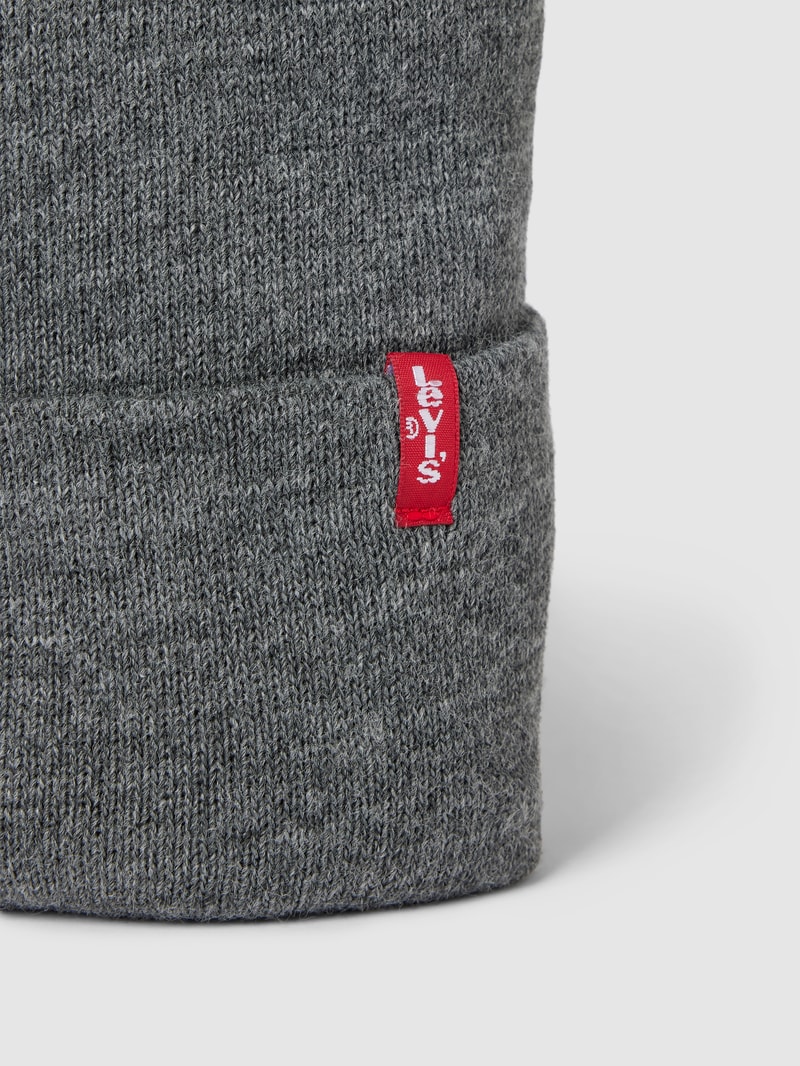 Mütze mit Label-Detail Modell 'SLOUCHY RED TAB' in hellgrau meliert
