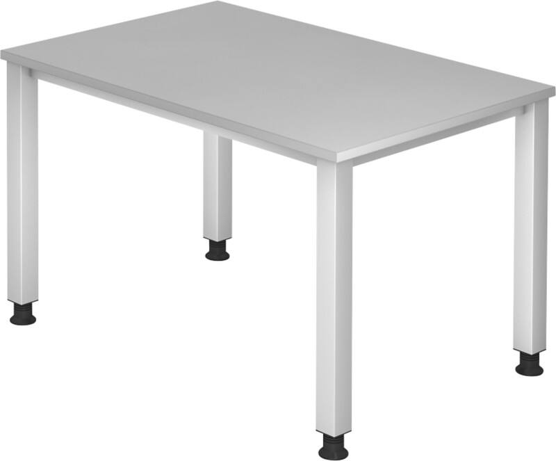 Hammerbacher VQS12/5 Q Serie Höhenverstellbarer Schreibtisch Rechteckig Holz Silber 4 Füße 1.200 x 685 mm