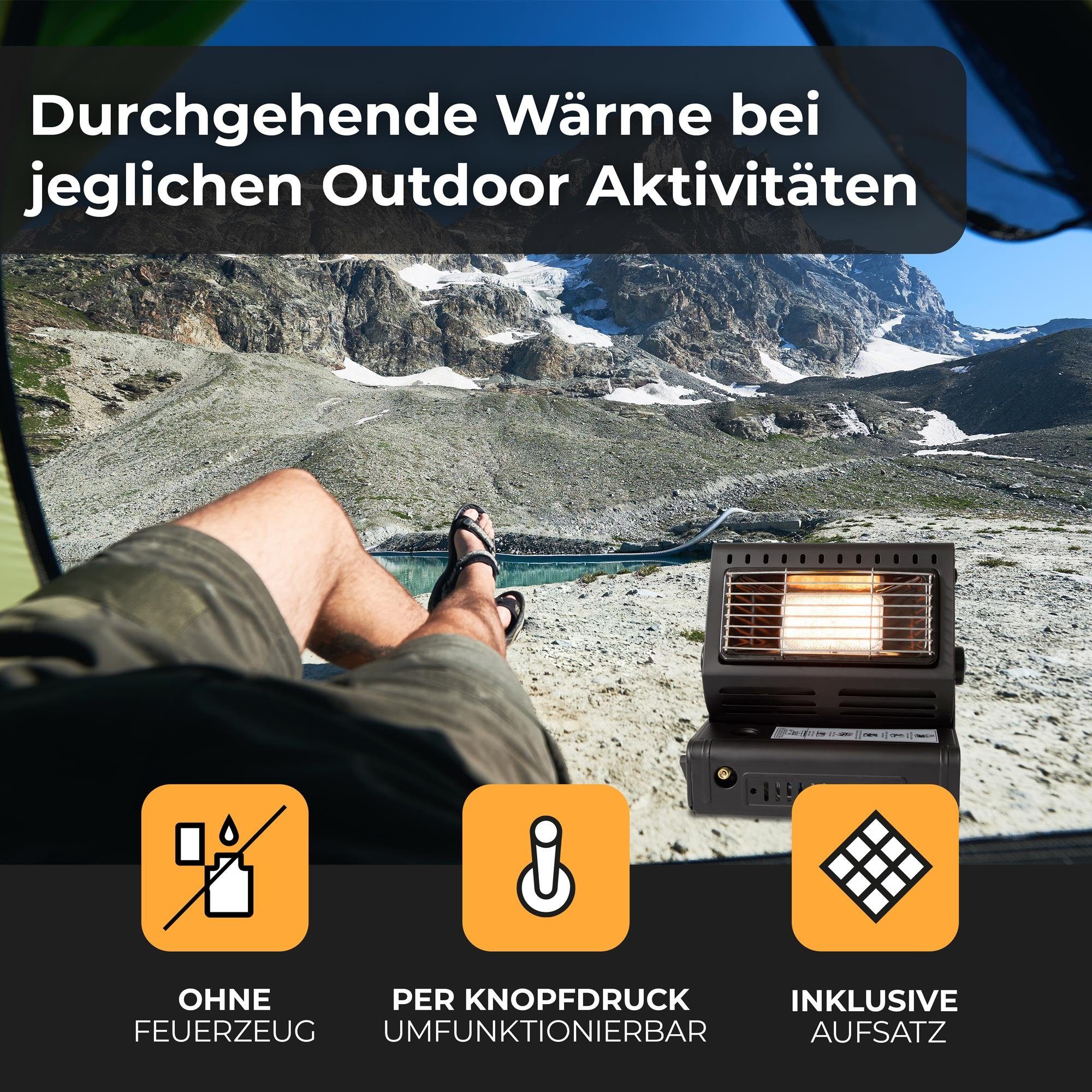 Z.M.C.GMBH Heizgerät 2in1 Tragbare Gasheizung + Camping Gas Kocher Heizung Heizstrahler, Gasheizung Keramik 1,3KW 1300 W Zeltheizung Campingheizer Gasstrahler