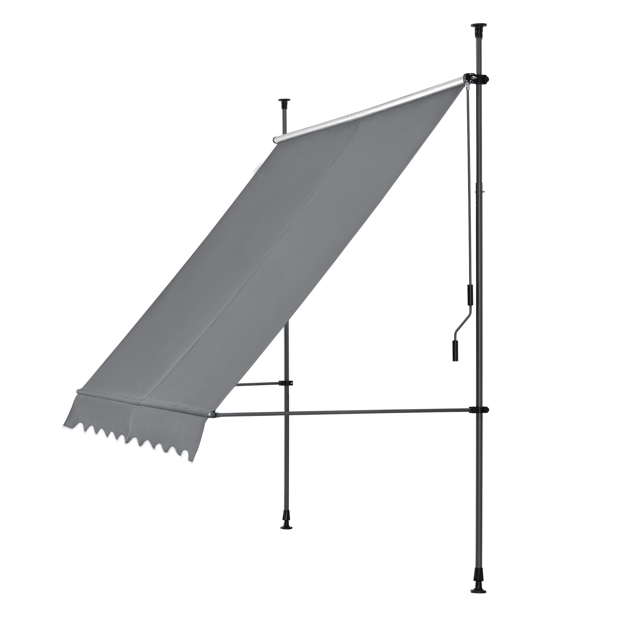 pro.tec Klemmmarkise Oeiras Sichtschutz 150x120x200-300cm ohne Bohren Mittelgrau