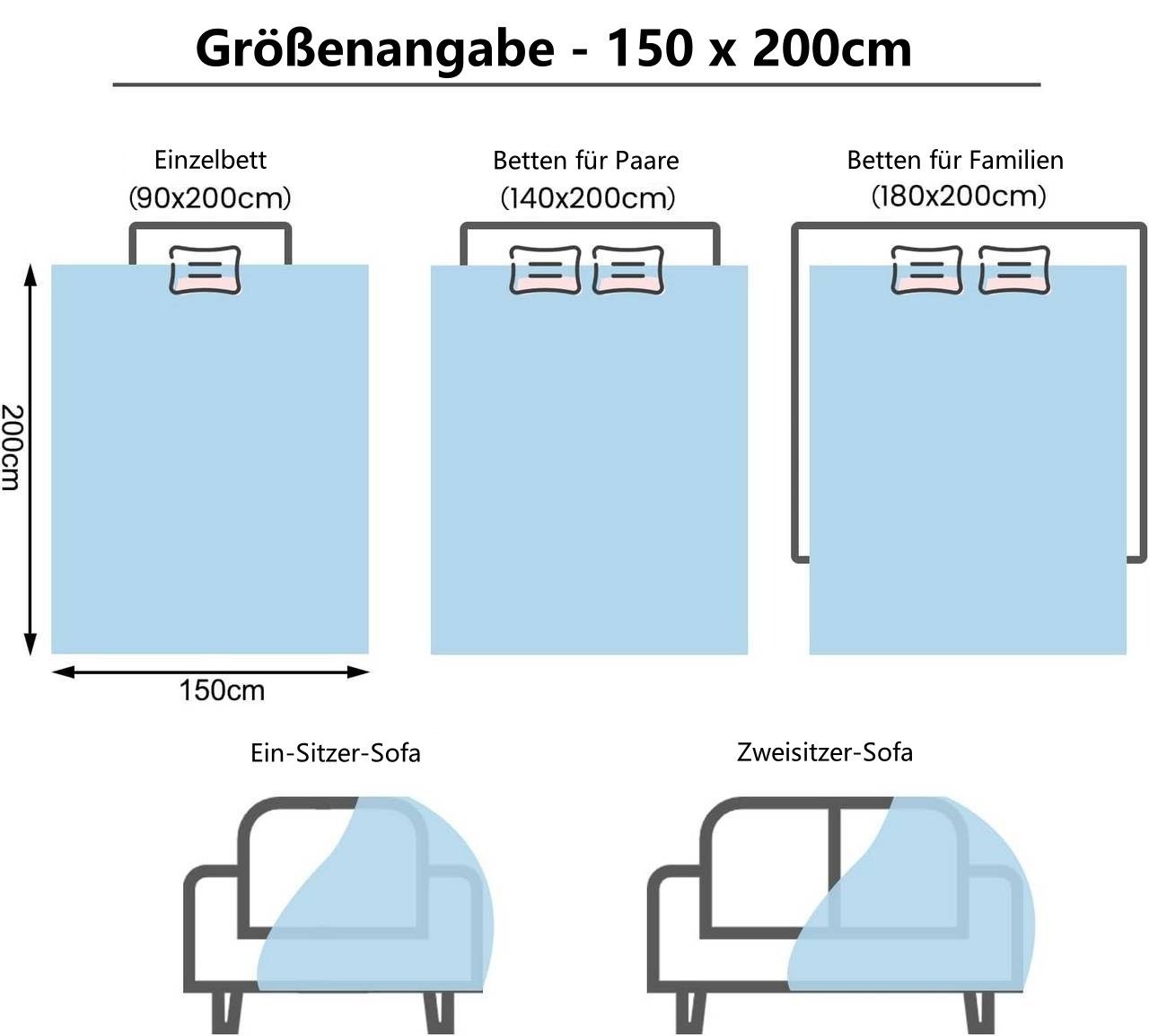 Wohndecke, Woltu, Kuscheldecke Flanell mit Streifenmuster