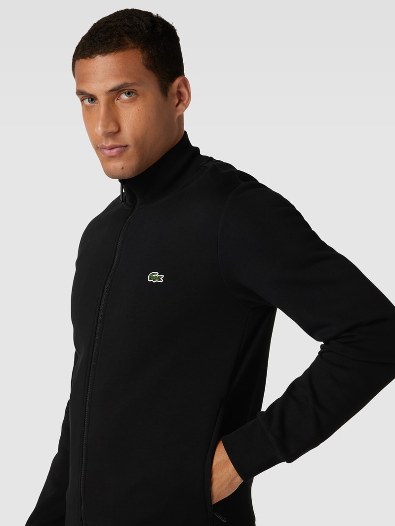 Sweatjacke mit Logo-Stitching in schwarz