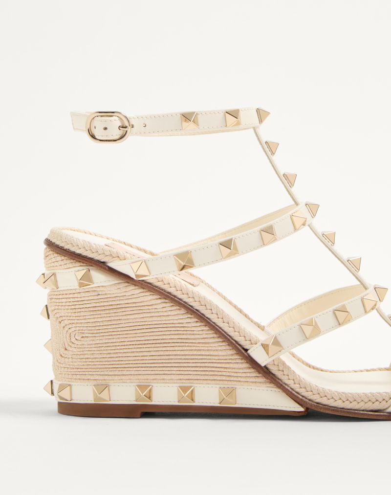 Sandália plataforma Rockstud em pele de vitelo com bordado Cornely 80mm