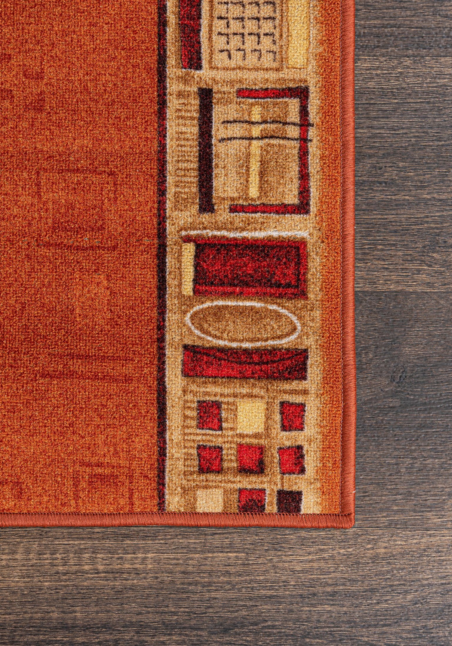 Läufer Läufer Teppichläufer Brücke - Vorzimmer Küche - Terracotta Rost, Mazovia, 67 x 100 cm, Kurzflor, Rutschfest, Meterware, Verschiedene Größen