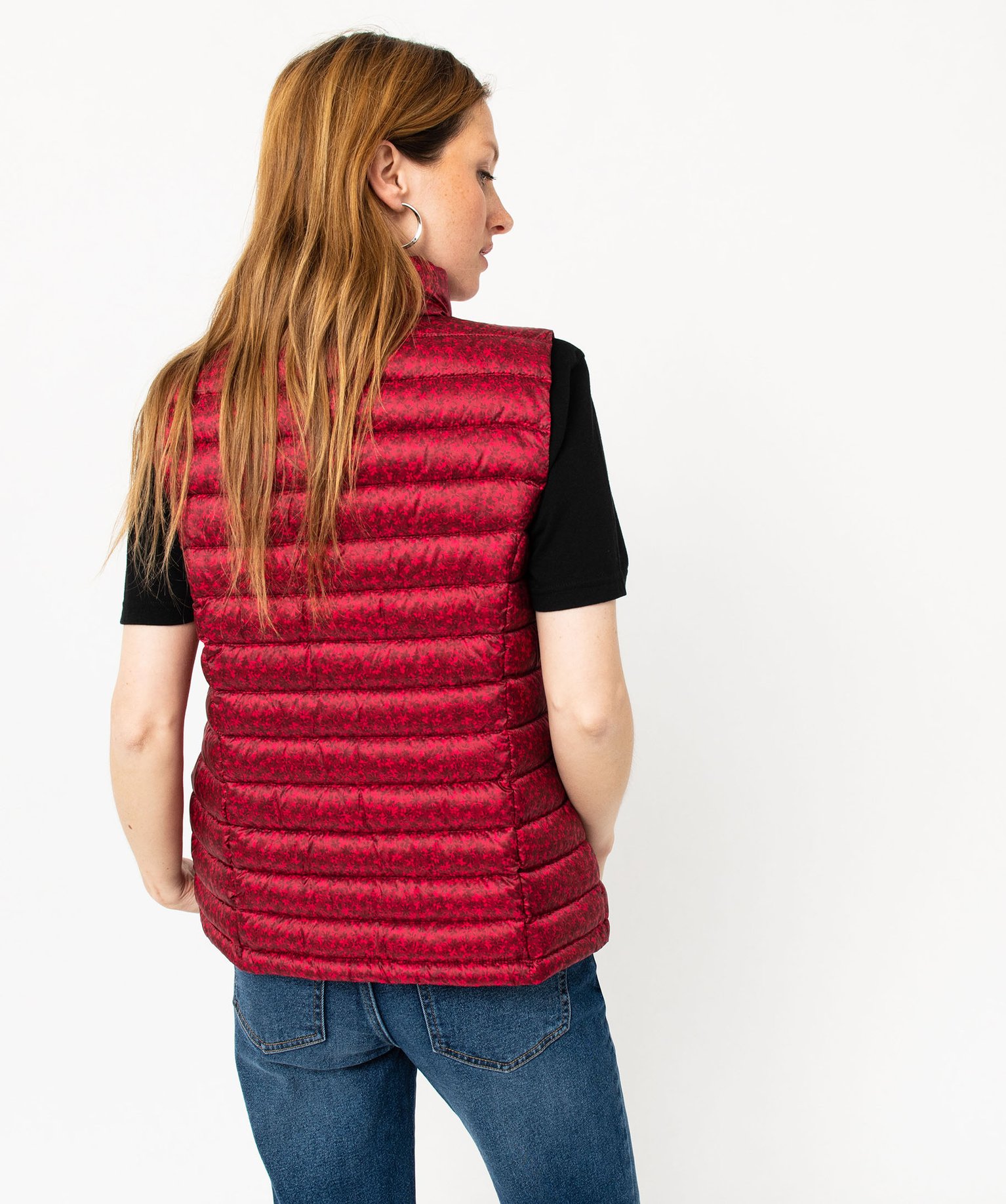 Doudoune sans manches à motifs fleuris femme imprime | GEMO