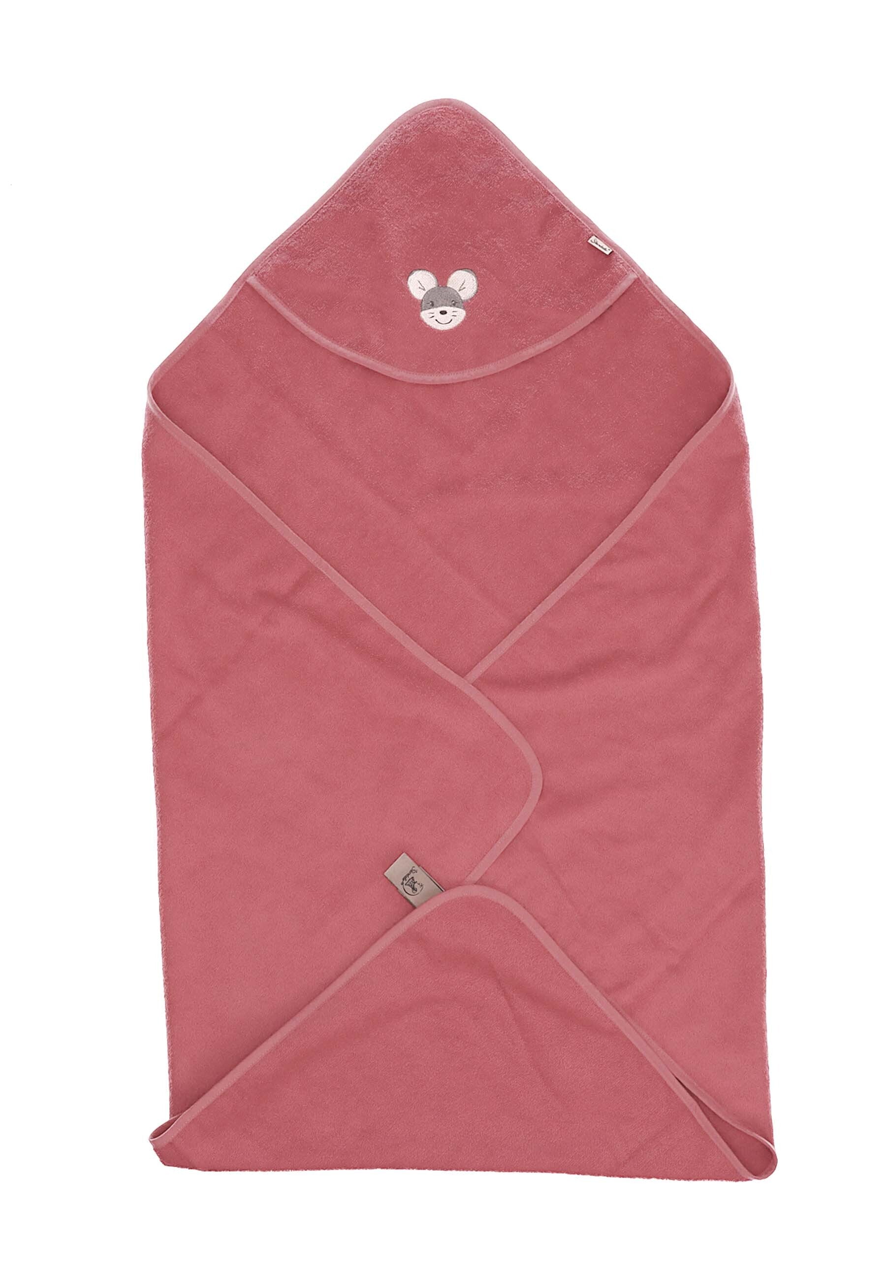 GOTS Badetuch 100x100 Maus Mabel aus Frottee, Rosa