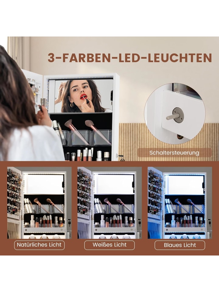 COSTWAY Schmuckschrank LED in Weiß günstig kaufen onesize