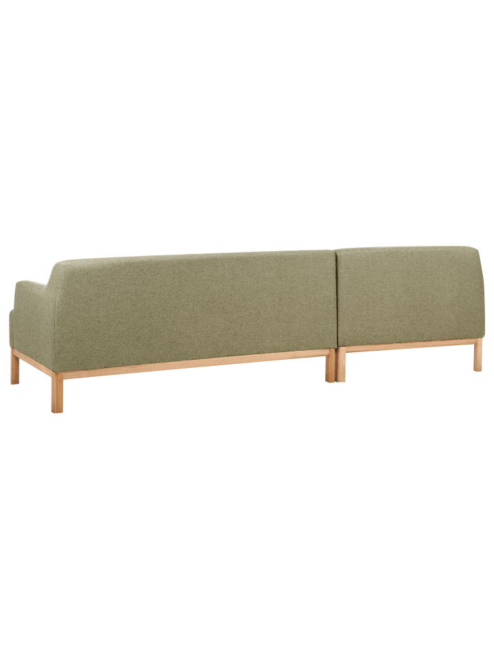 Beliani Ecksofa SOSJO in Grün/Heller Holzfarbton - (W) 251 x (H) 74 x (L) 132 cm günstig kaufen onesize