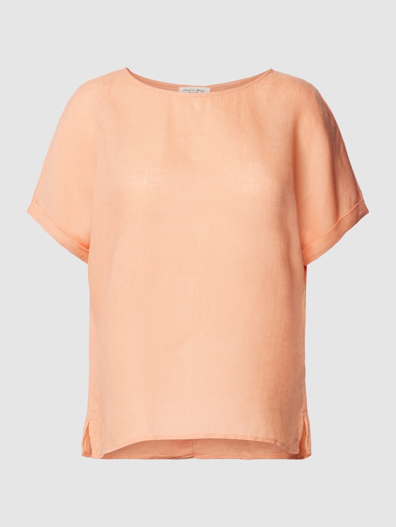 Leinenbluse mit U-Boot-Ausschnitt in apricot